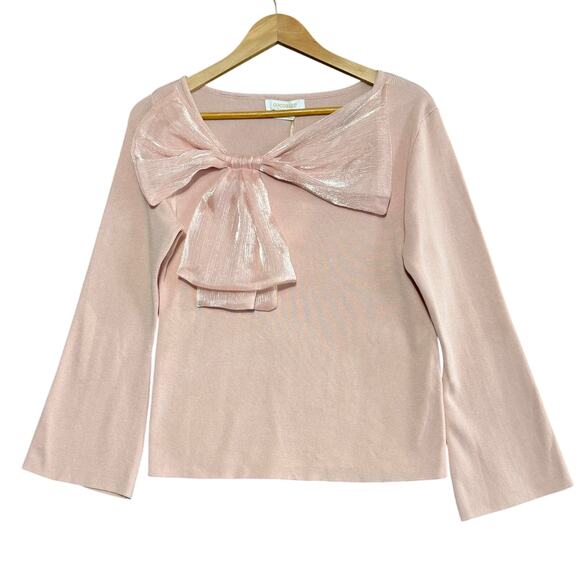 Cocobleu Sweaters - COCOBLEU‎ Pink Bow Sweater Size L Cute Kawaii Cottagecore Knit Pullover